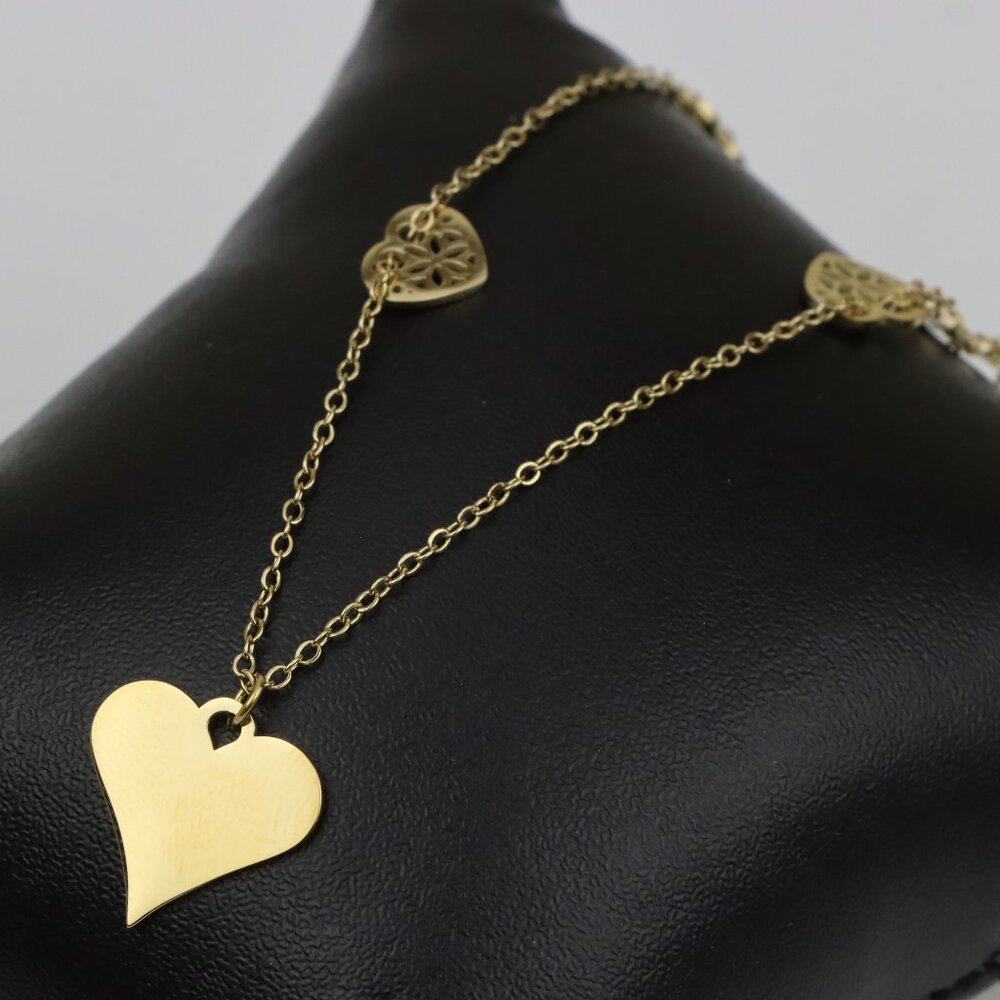"Heart Charm Gold Plated Yellow Necklace, XPNL0305